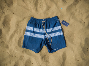 men's swimwear / blue + white stripe